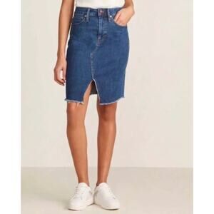 Madewell Stretch Denim Pegged Denim Skirt Knee Length Sz 26 New